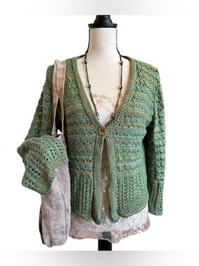 Boho Crochet Open Knit Lightweight Cardigan | Medium